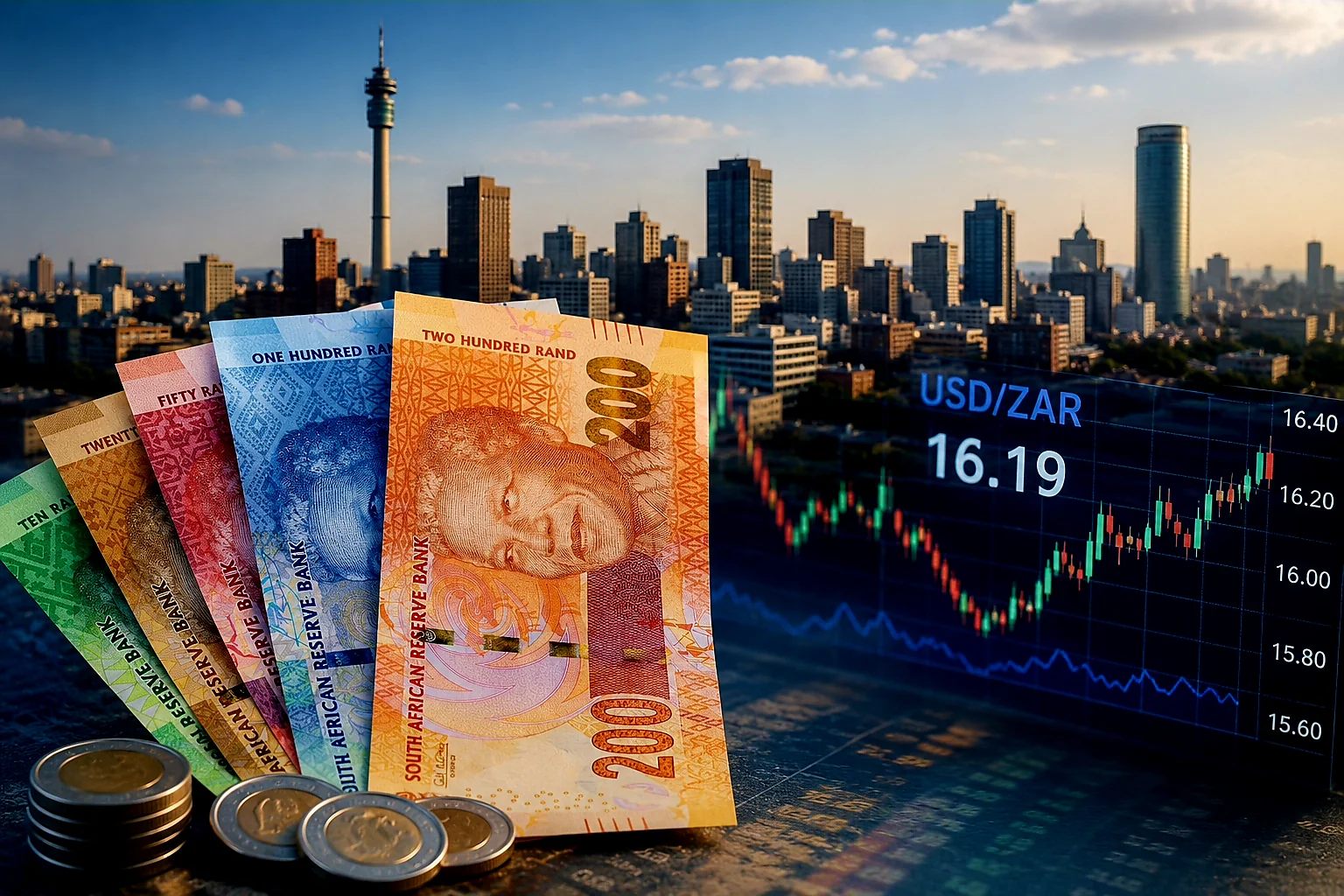 Illustration for a South African rand market report