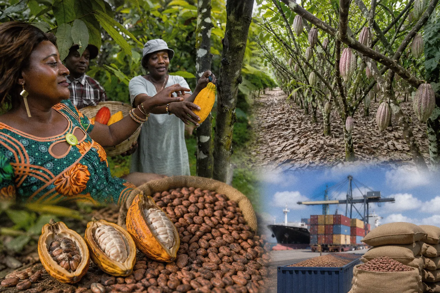 Cocoa farming illustration for West Africa’s cocoa sector