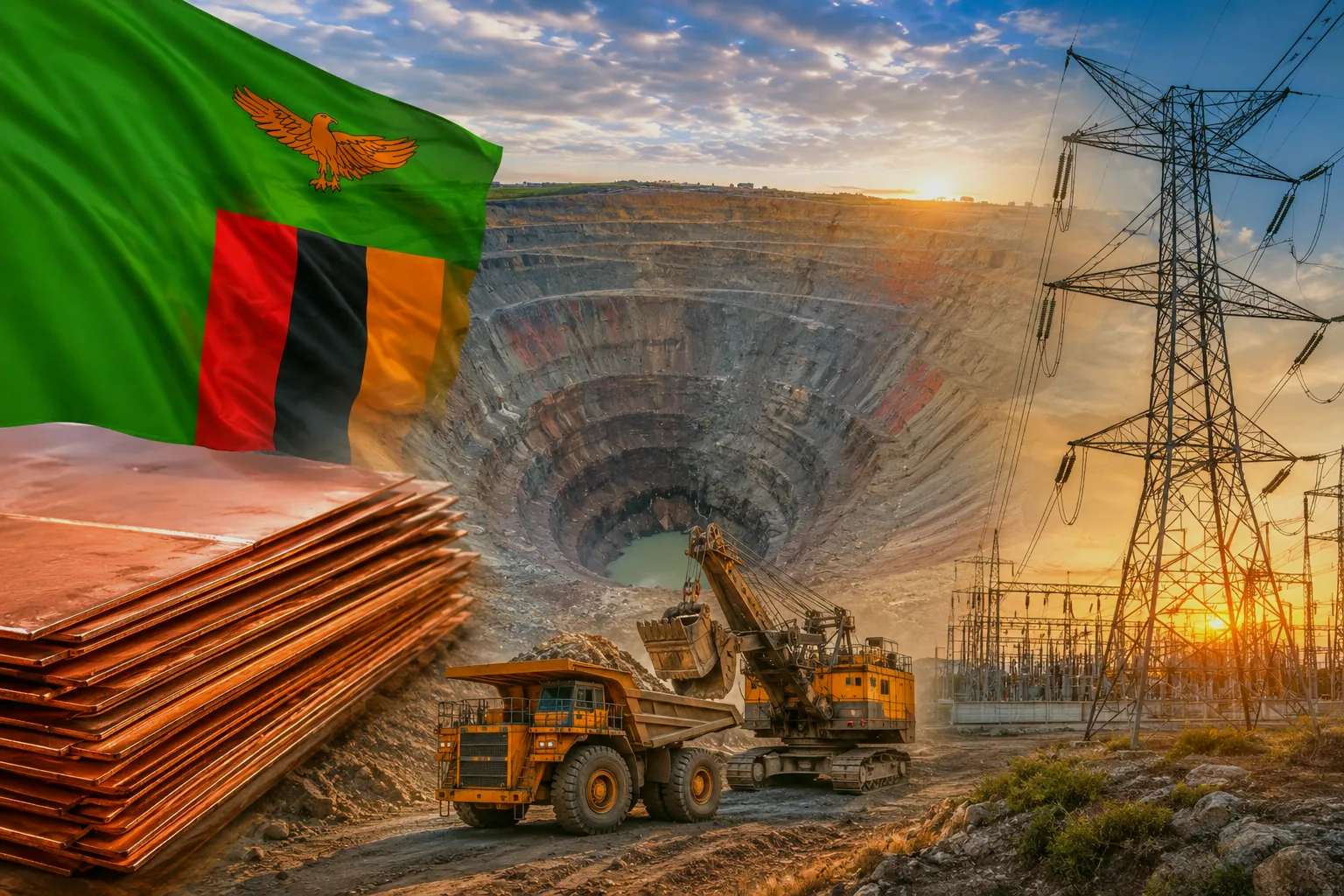 Industrial copper mine in Zambia