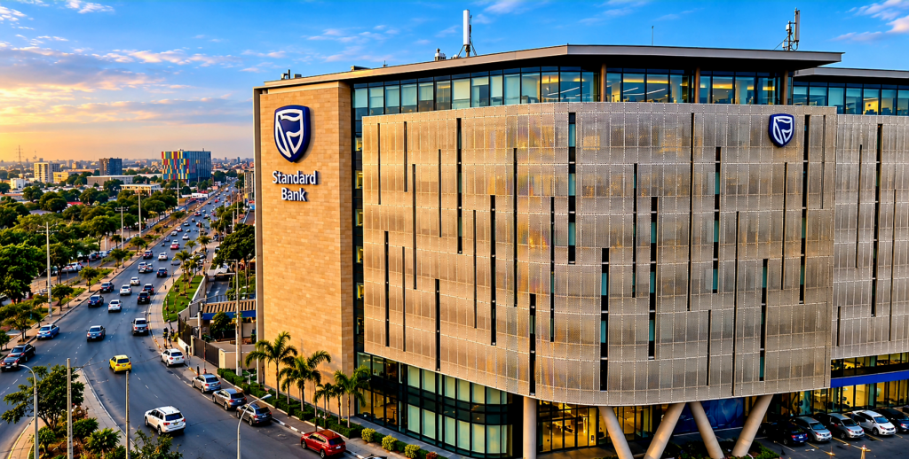 exterior of a standard bank building displaying the bank’s logo.